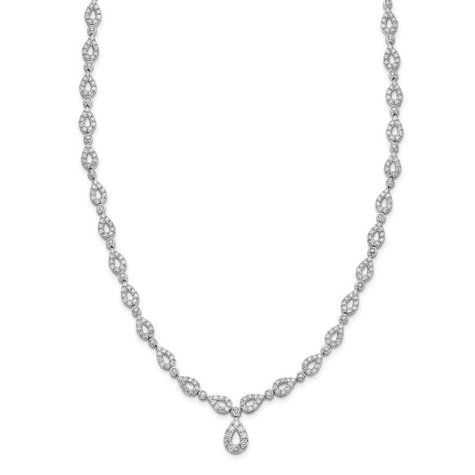 14k White Gold 2 3/4 carat Lab Grown Diamond VS/SI+ G+ 17 inch Fashion Teardrop Necklace