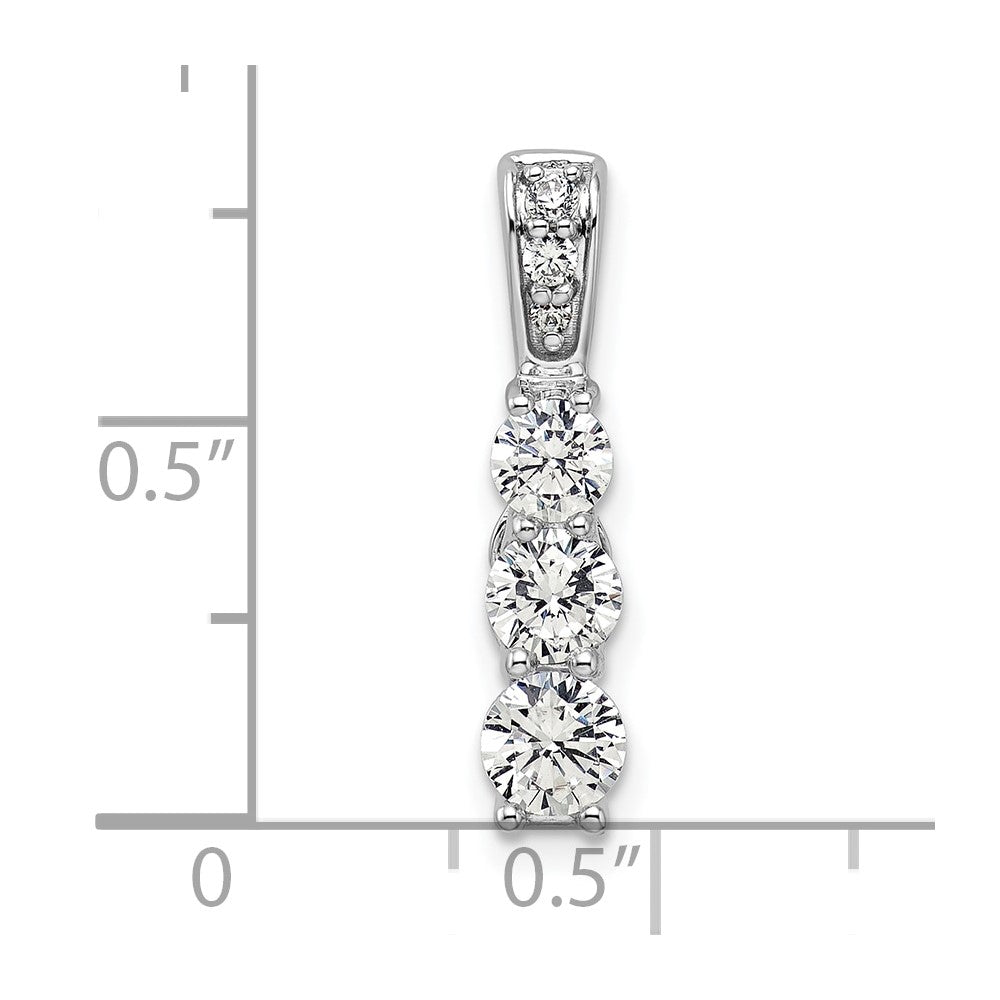 14k White Gold 1 carat Lab Grown Diamond VS/SI+ G+ Three Stone Chain Slide Pendant