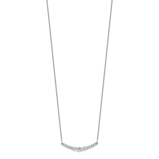 14k White Gold 3/4 carat Lab Grown Diamond VS/SI+ G+ Complete 18 inch Fashion Bar Necklace