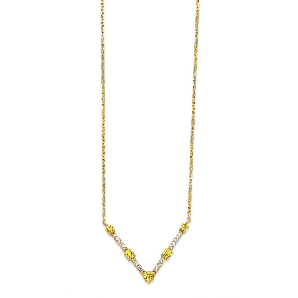 14k 1/10 carat Lab Grown Diamond VS/SI+ G+ and Lab Created Yellow Sapphire 18 inch Necklace