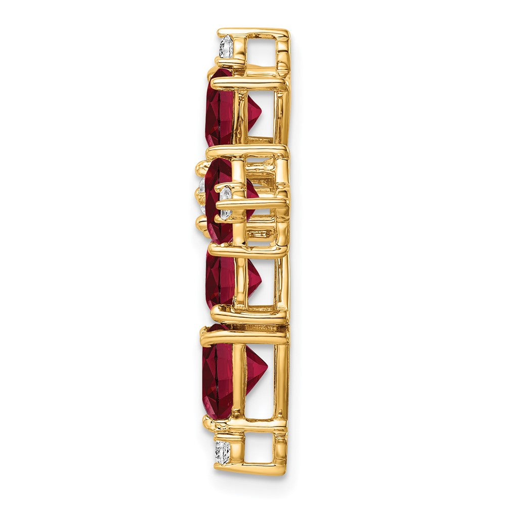 14k 1/5 carat Lab Grown Diamond VS/SI+ G+ and Lab Created Ruby Chain Slide Pendant