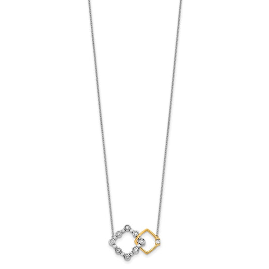 14k Two-tone 3/8 carat Lab Grown Diamond VS/SI+ G+ Interlocking Square 18 inch Necklace