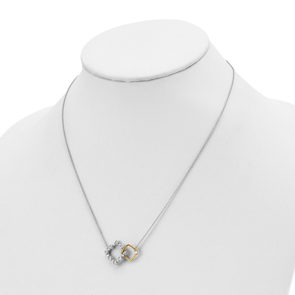 14k Two-tone 3/8 carat Lab Grown Diamond VS/SI+ G+ Interlocking Square 18 inch Necklace