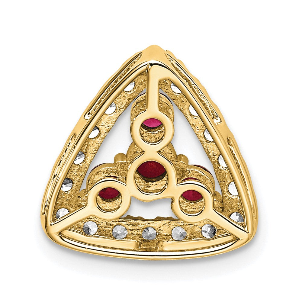 14k 1/2 carat Lab Grown Diamond VS/SI+ G+ and Lab Created Ruby Triangle Complete Chain Slide Pendant