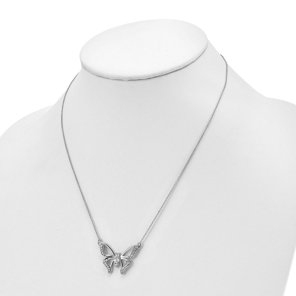 14k White Gold 3/8 carat Lab Grown Diamond VS/SI+ G+ 18 inch Butterfly Necklace