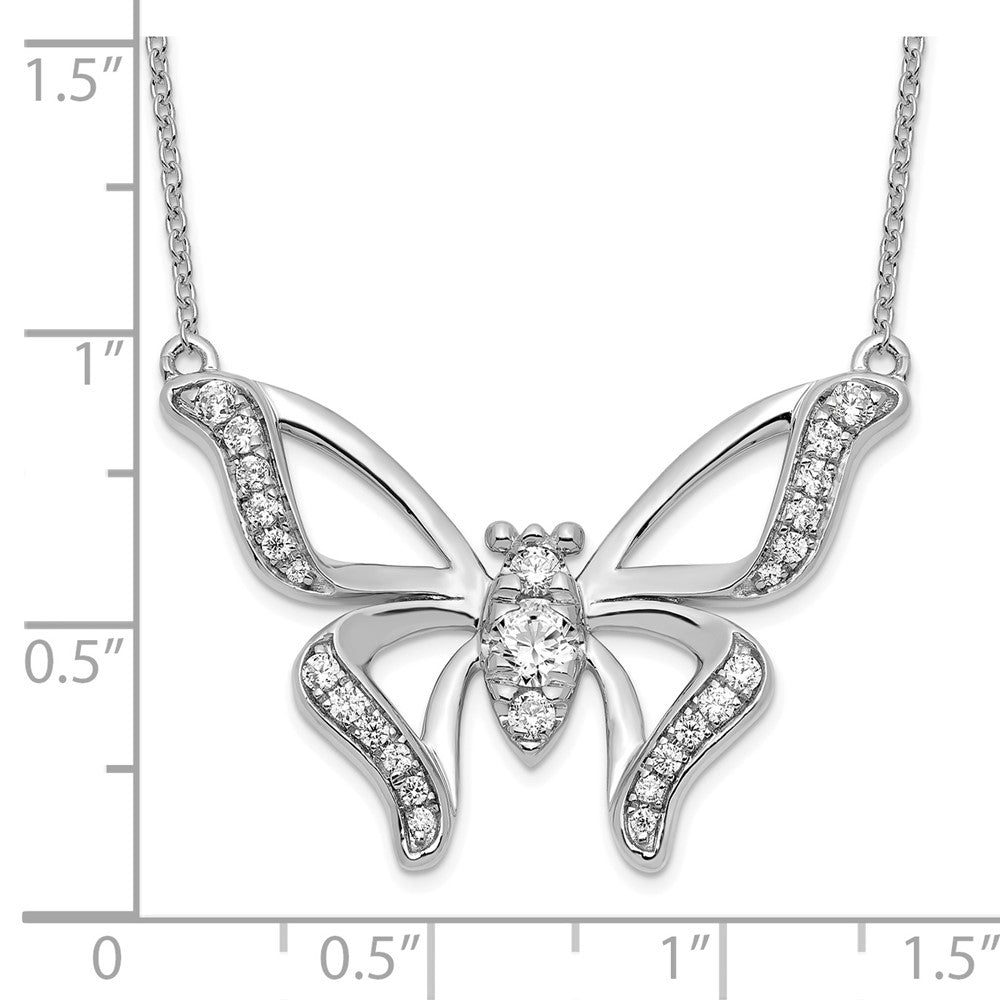 14k White Gold 3/8 carat Lab Grown Diamond VS/SI+ G+ 18 inch Butterfly Necklace