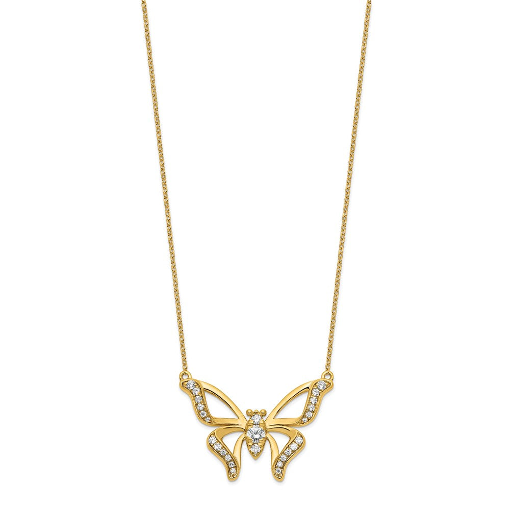 14k 3/8 carat Lab Grown Diamond VS/SI+ G+ 18 inch Butterfly Necklace
