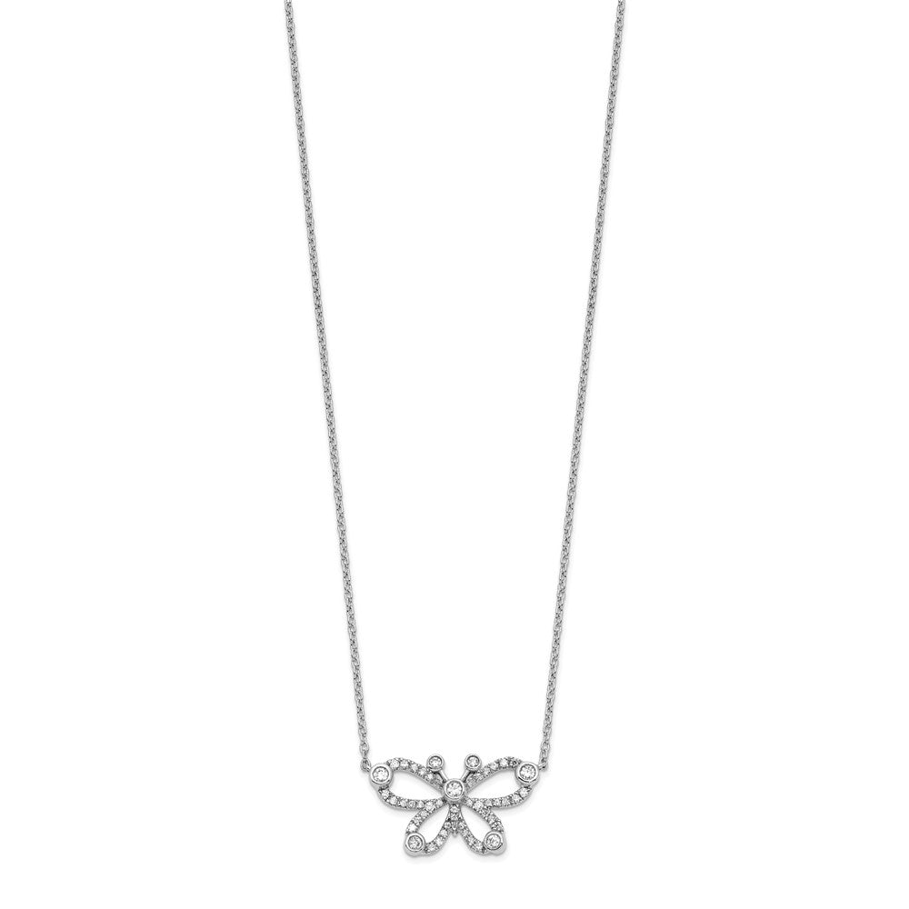 14k White Gold 1/4 carat Lab Grown Diamond VS/SI+ G+ Complete 18 inch Butterfly Necklace