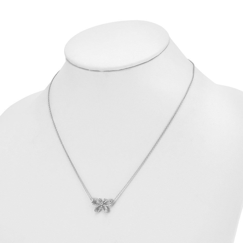 14k White Gold 1/4 carat Lab Grown Diamond VS/SI+ G+ Complete 18 inch Butterfly Necklace
