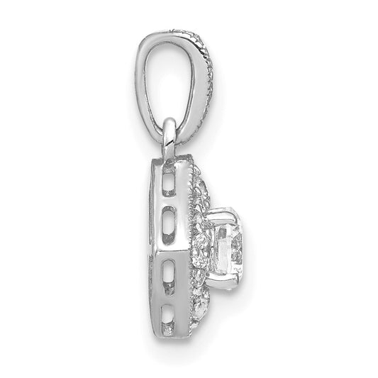 14k White Gold 1/2 carat Lab Grown Diamond VS/SI+ G+ Square Complete Vintage Pendant