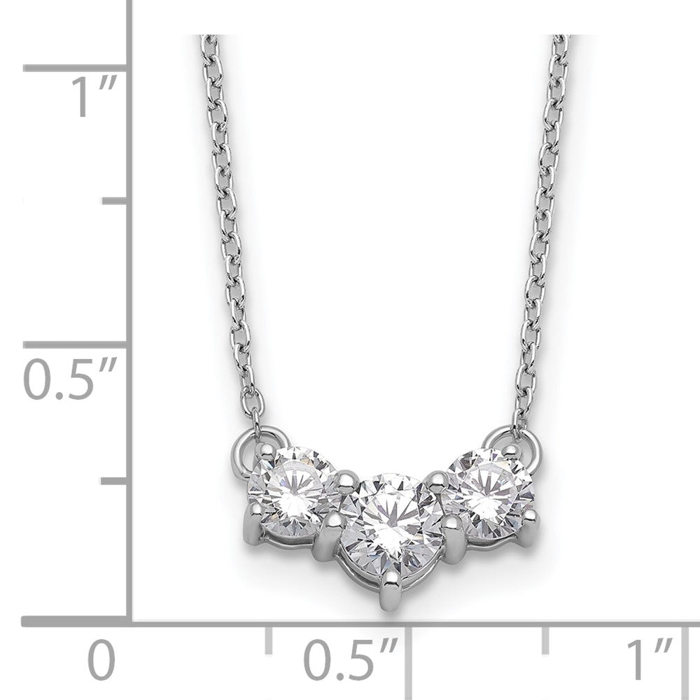 14k White Gold 1 carat Lab Grown Diamond VS/SI+ G+ Round Complete 18 inch Three Stone Necklace