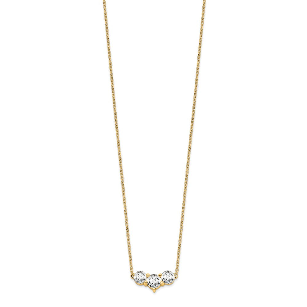 14k 1 1/2 carat Lab Grown Diamond VS/SI+ G+ Round Complete 18 inch Three Stone Necklace
