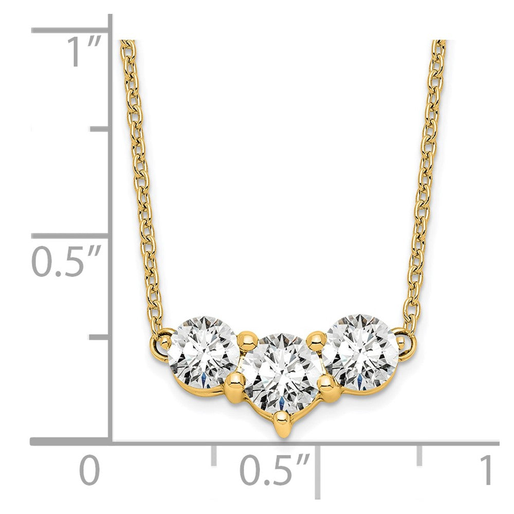 14k 1 1/2 carat Lab Grown Diamond VS/SI+ G+ Round Complete 18 inch Three Stone Necklace