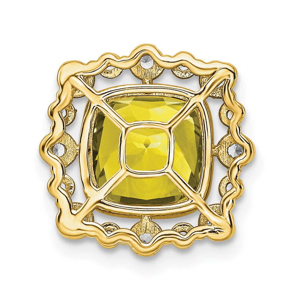 14k 1/2 carat Lab Grown Diamond VS/SI+ G+ and Lab Created Yellow Sapphire Square Chain Slide Pendant