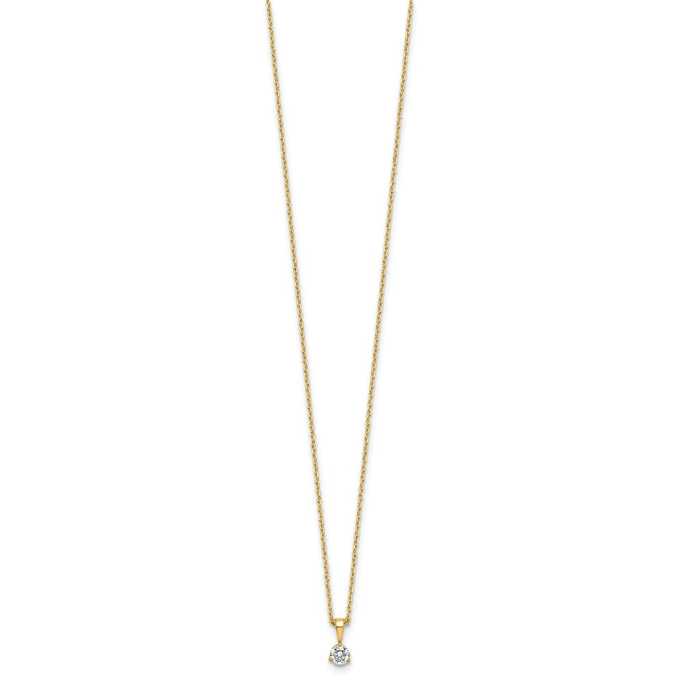 14k 1/5 carat Lab Grown Diamond VS/SI+ G+ Three Prong 18 inch Complete Solitaire Pendant Necklace
