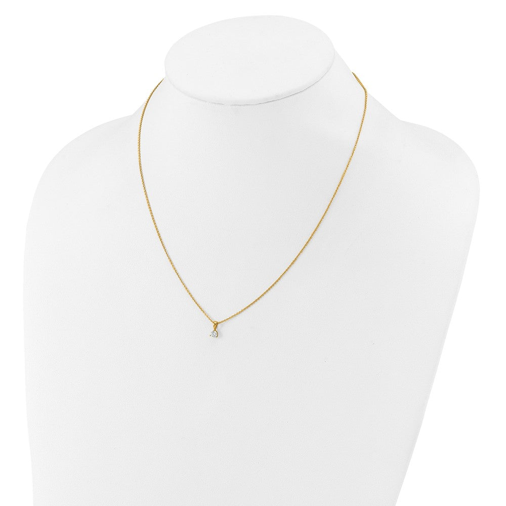 14k 1/5 carat Lab Grown Diamond VS/SI+ G+ Three Prong 18 inch Complete Solitaire Pendant Necklace