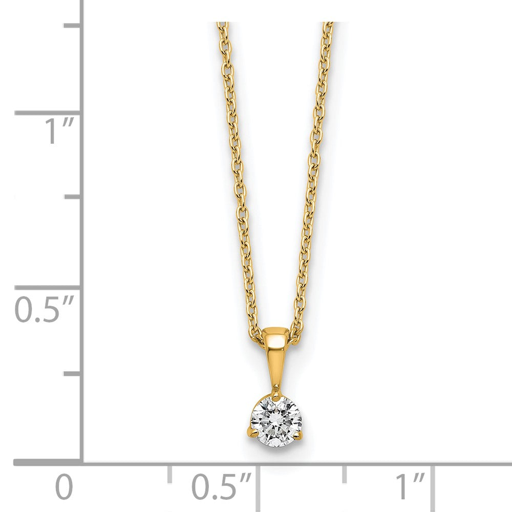 14k 1/5 carat Lab Grown Diamond VS/SI+ G+ Three Prong 18 inch Complete Solitaire Pendant Necklace