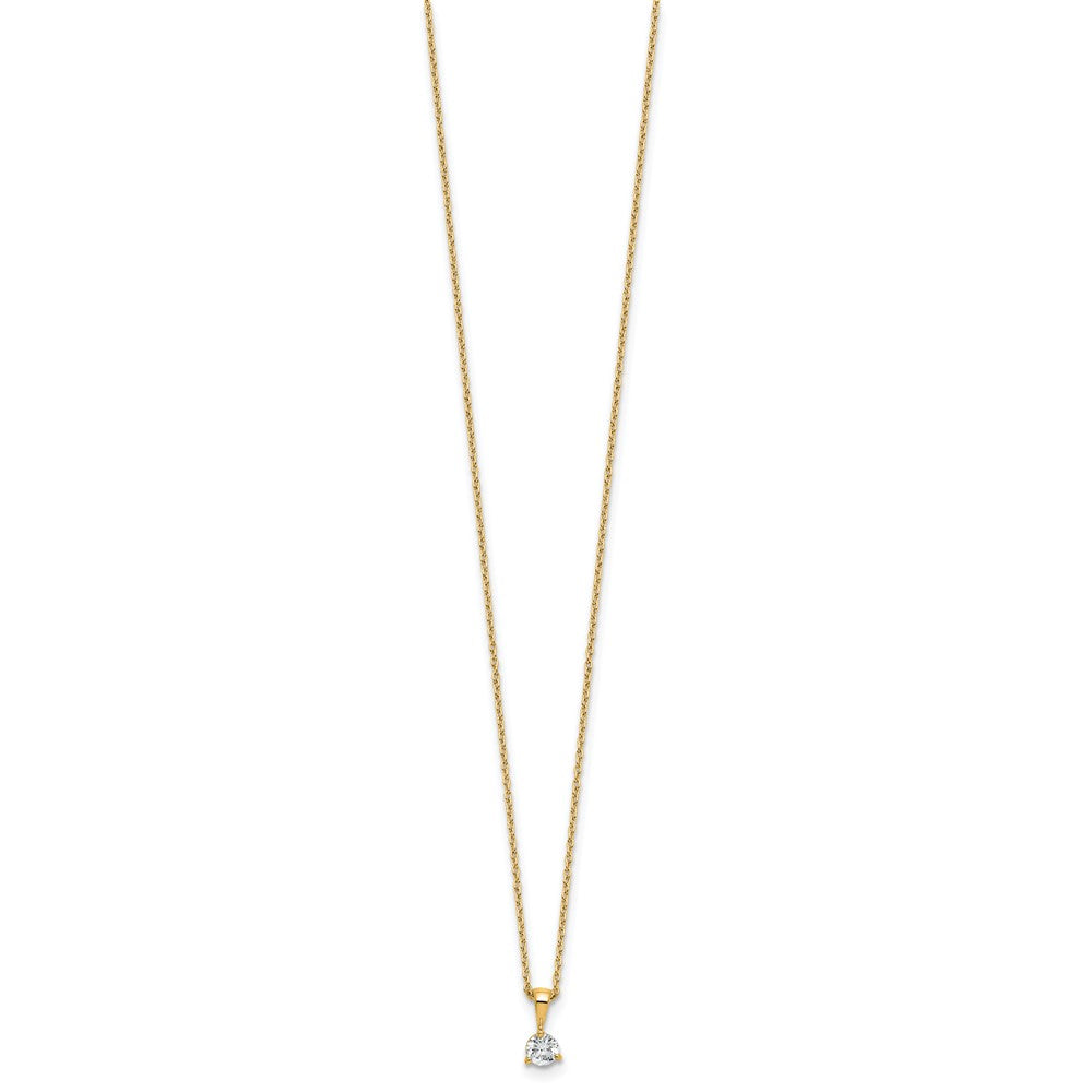 14k 1/4 carat Lab Grown Diamond VS/SI+ G+ Three Prong 18 inch Complete Solitaire Pendant Necklace