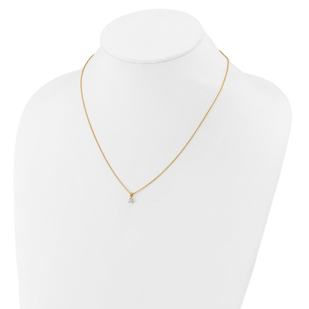 14k 1/4 carat Lab Grown Diamond VS/SI+ G+ Three Prong 18 inch Complete Solitaire Pendant Necklace