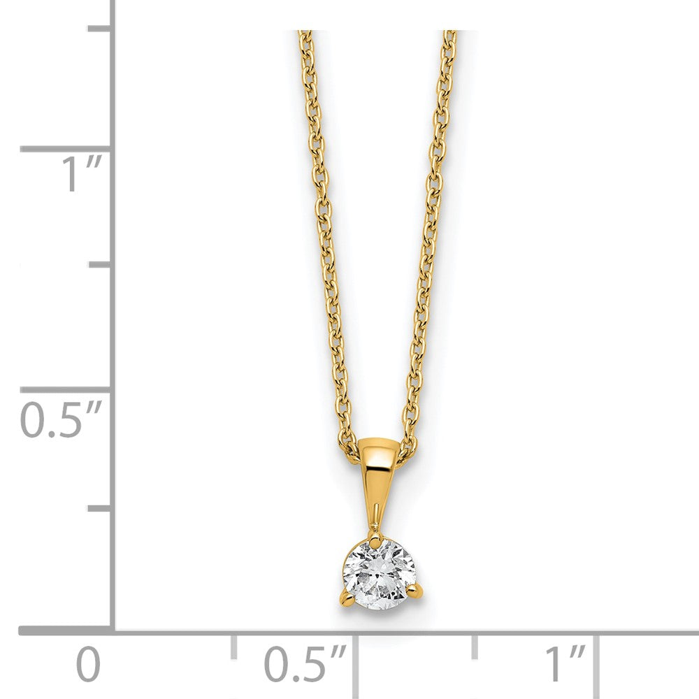 14k 1/4 carat Lab Grown Diamond VS/SI+ G+ Three Prong 18 inch Complete Solitaire Pendant Necklace