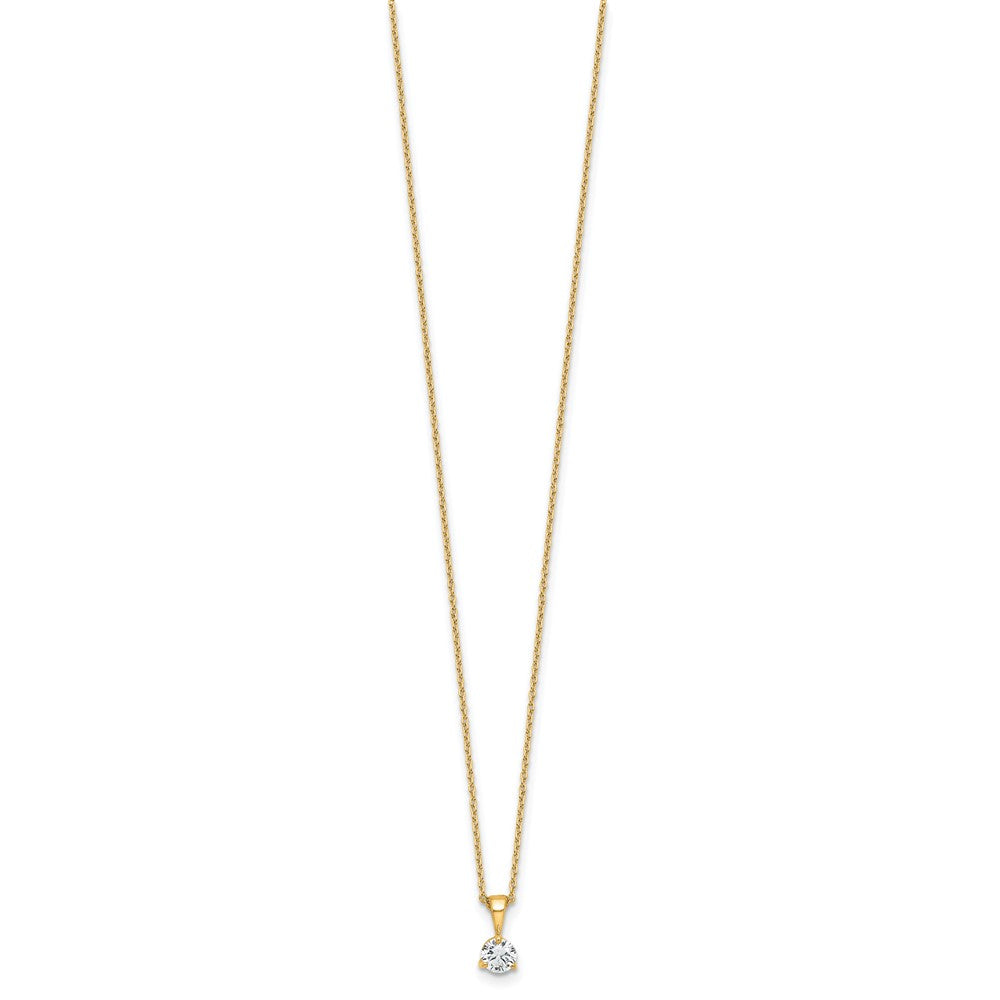 14k 1/3 carat Lab Grown Diamond VS/SI+ G+ Three Prong 18 inch Complete Solitaire Pendant Necklace