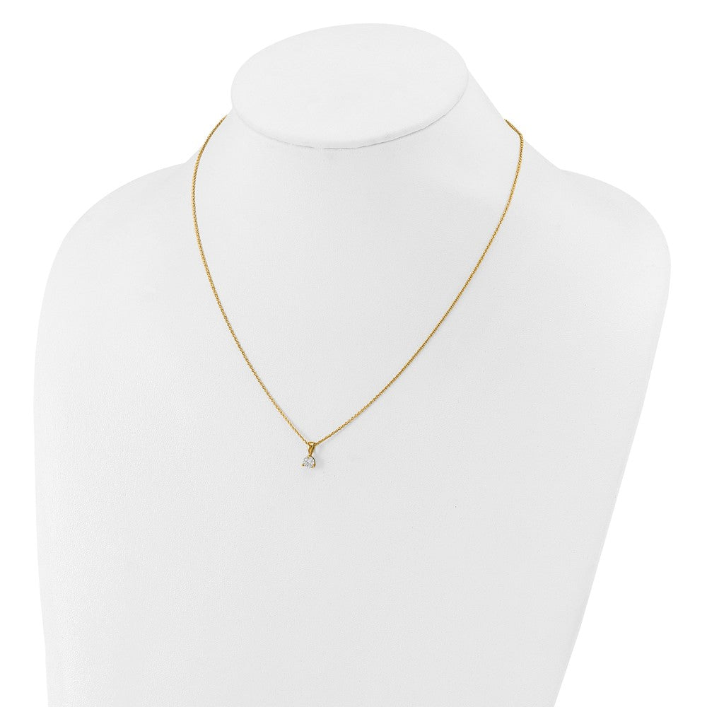 14k 1/3 carat Lab Grown Diamond VS/SI+ G+ Three Prong 18 inch Complete Solitaire Pendant Necklace