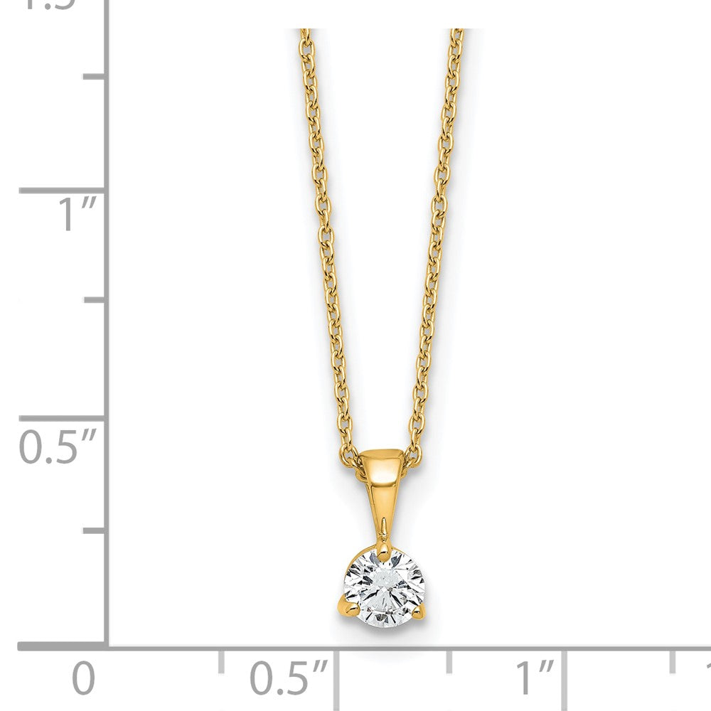14k 1/3 carat Lab Grown Diamond VS/SI+ G+ Three Prong 18 inch Complete Solitaire Pendant Necklace