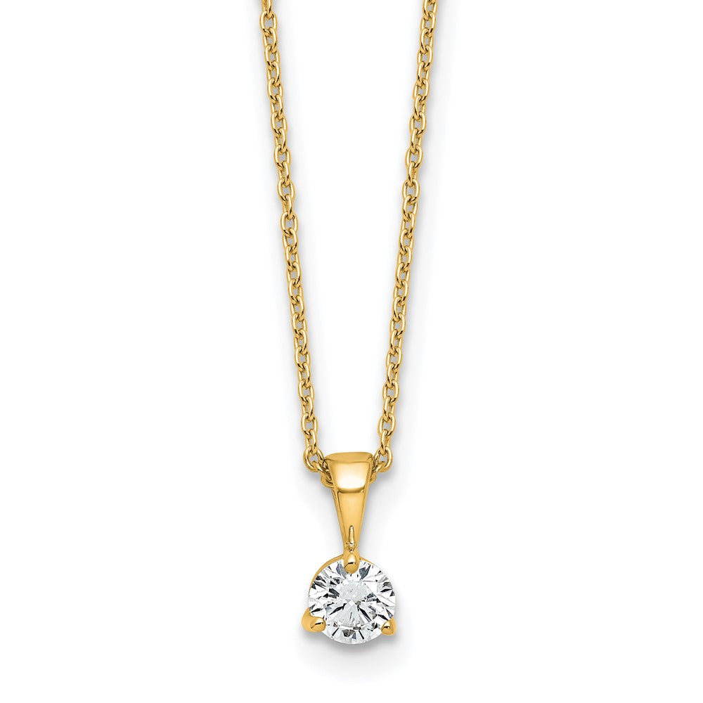 14k 1/3 carat Lab Grown Diamond VS/SI+ G+ Three Prong 18 inch Complete Solitaire Pendant Necklace