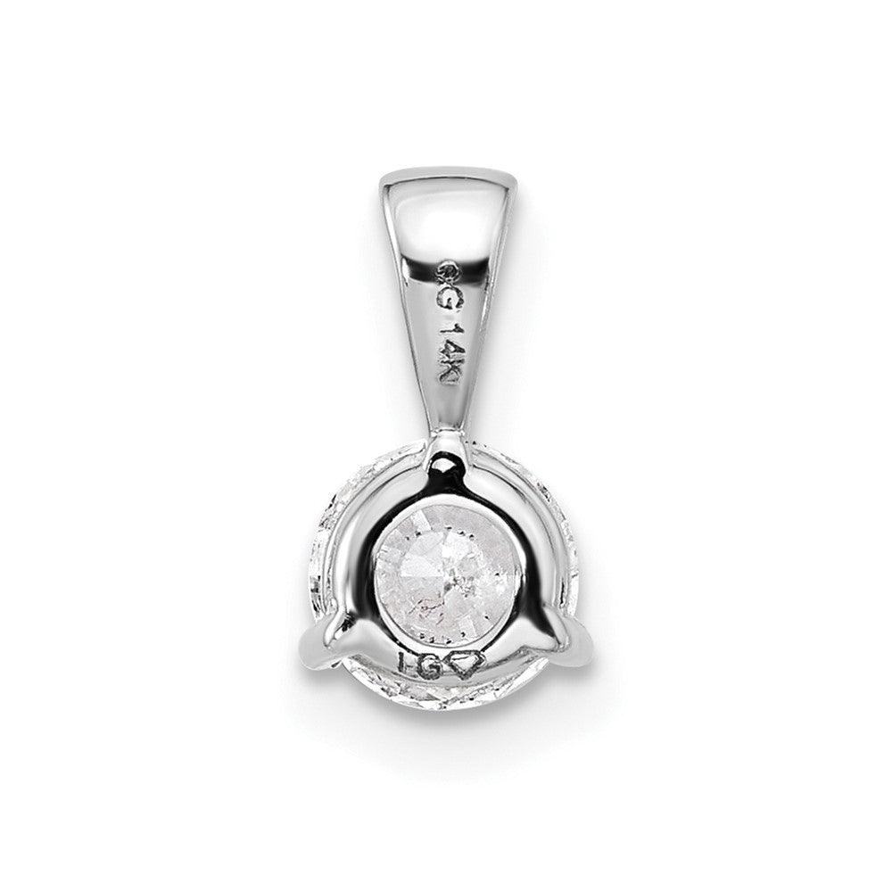 14k White Gold 1/4 carat Lab Grown Diamond VS/SI+ G+ Three Prong Complete Solitaire Pendant