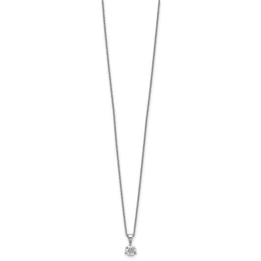 14k White Gold 1 carat Lab Grown Diamond VS/SI+ G+ Three Prong Complete 18 inch Solitare Pendant Necklace