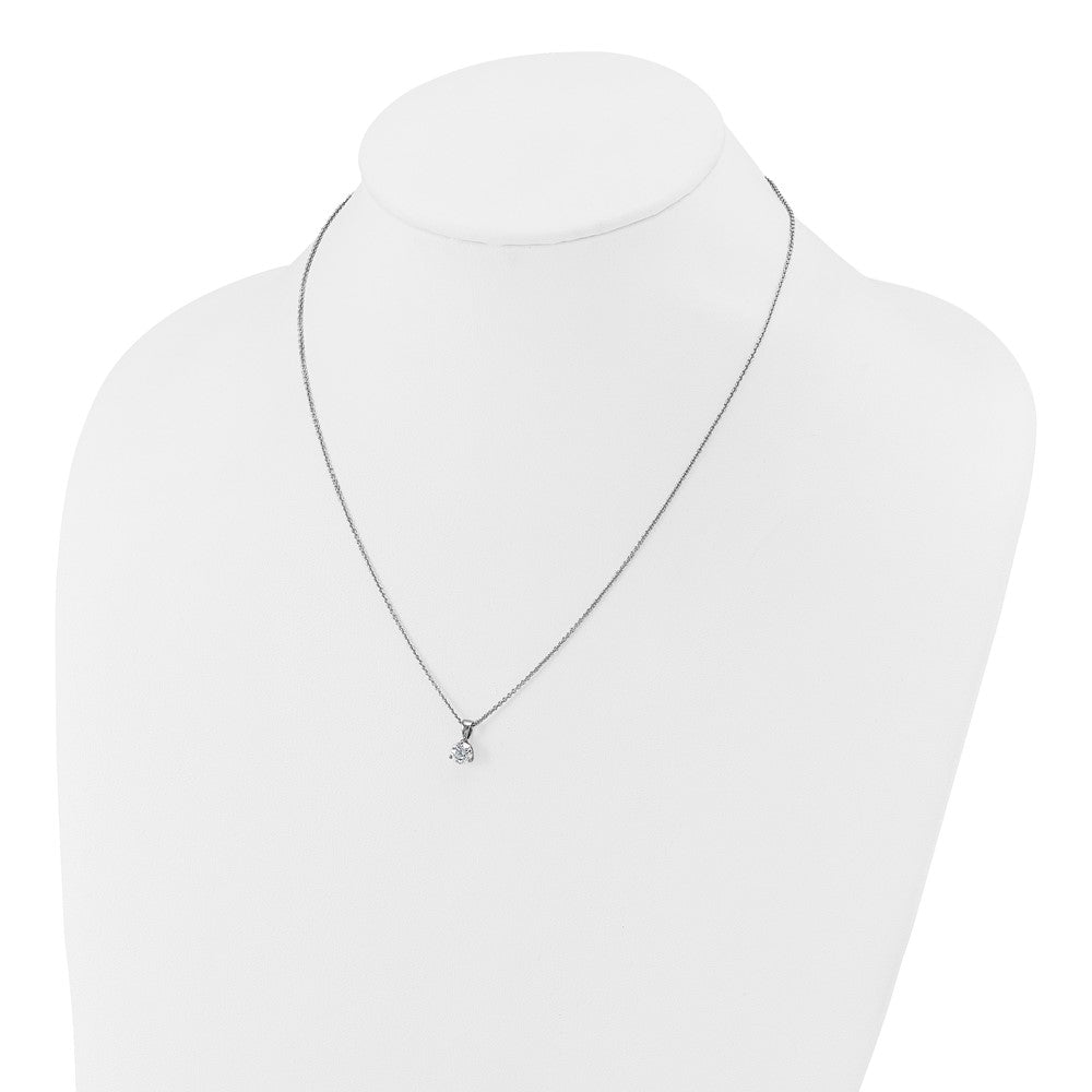 14k White Gold 7/8 carat Lab Grown Diamond VS/SI+ G+ Three Prong Complete 18 inch Solitare Pendant Necklace