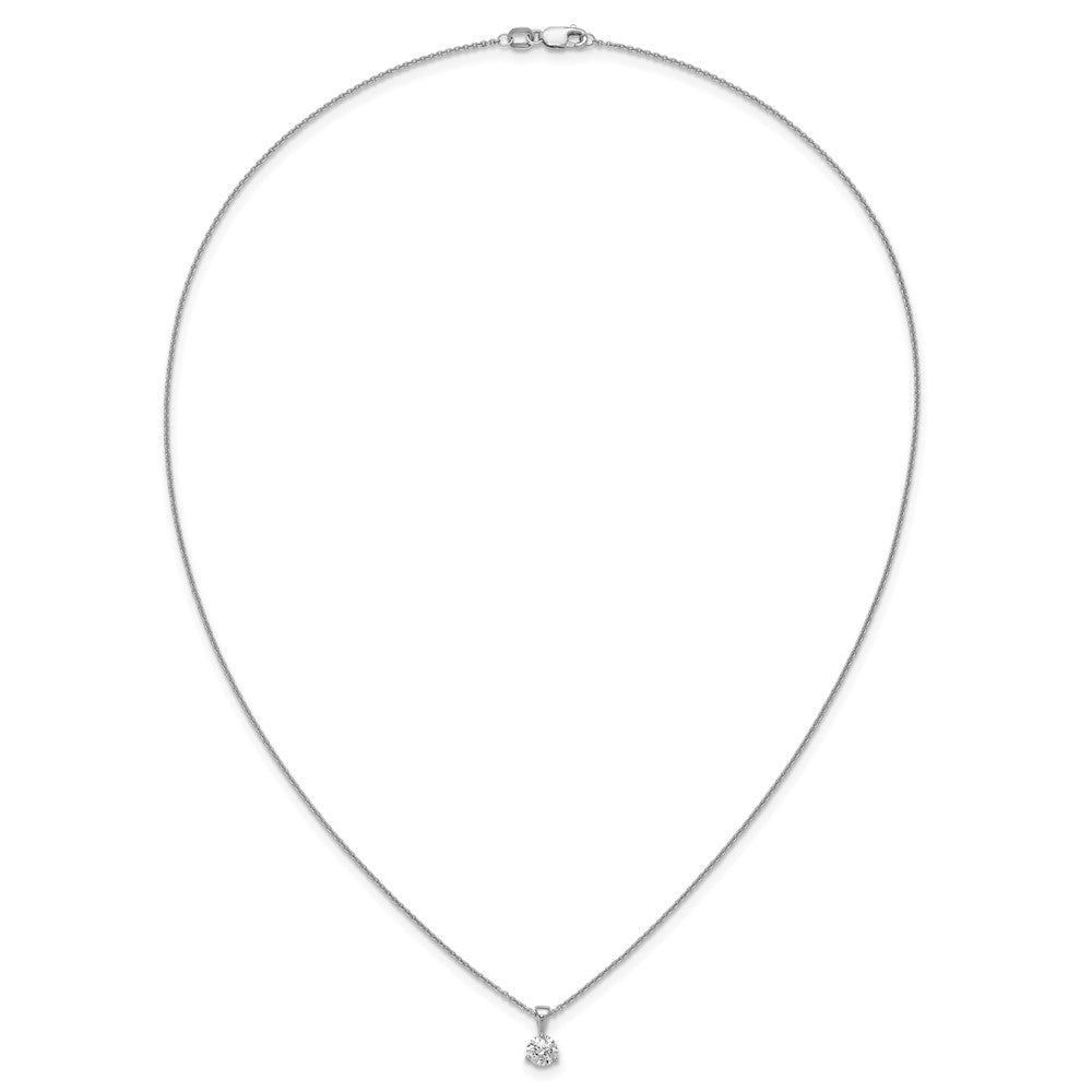 14k White Gold 7/8 carat Lab Grown Diamond VS/SI+ G+ Three Prong Complete 18 inch Solitare Pendant Necklace