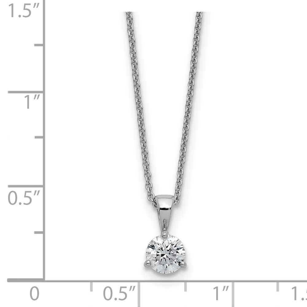 14k White Gold 1/5 carat Lab Grown Diamond VS/SI+ G+ Three Prong Complete 18 inch Solitare Pendant Necklace