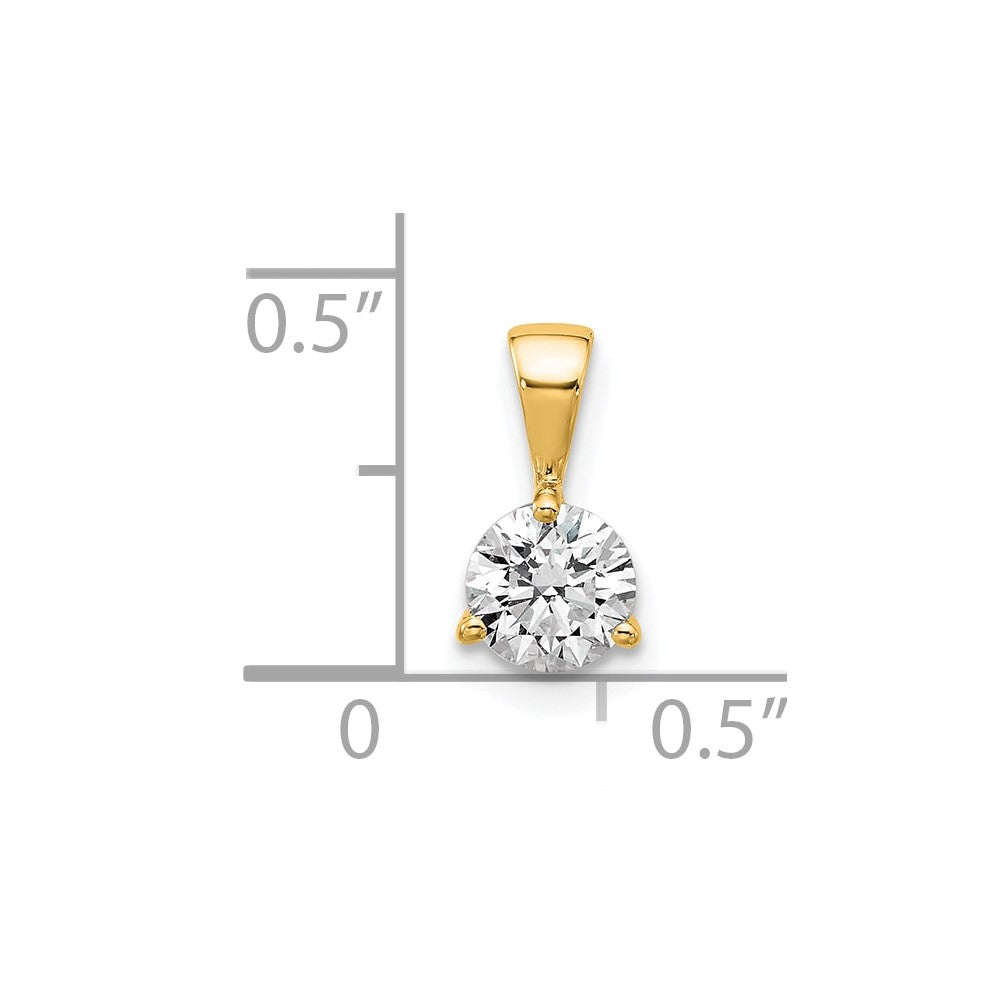 14k 1/2 carat Lab Grown Diamond VS/SI+ G+ Three Prong Complete Solitaire Pendant