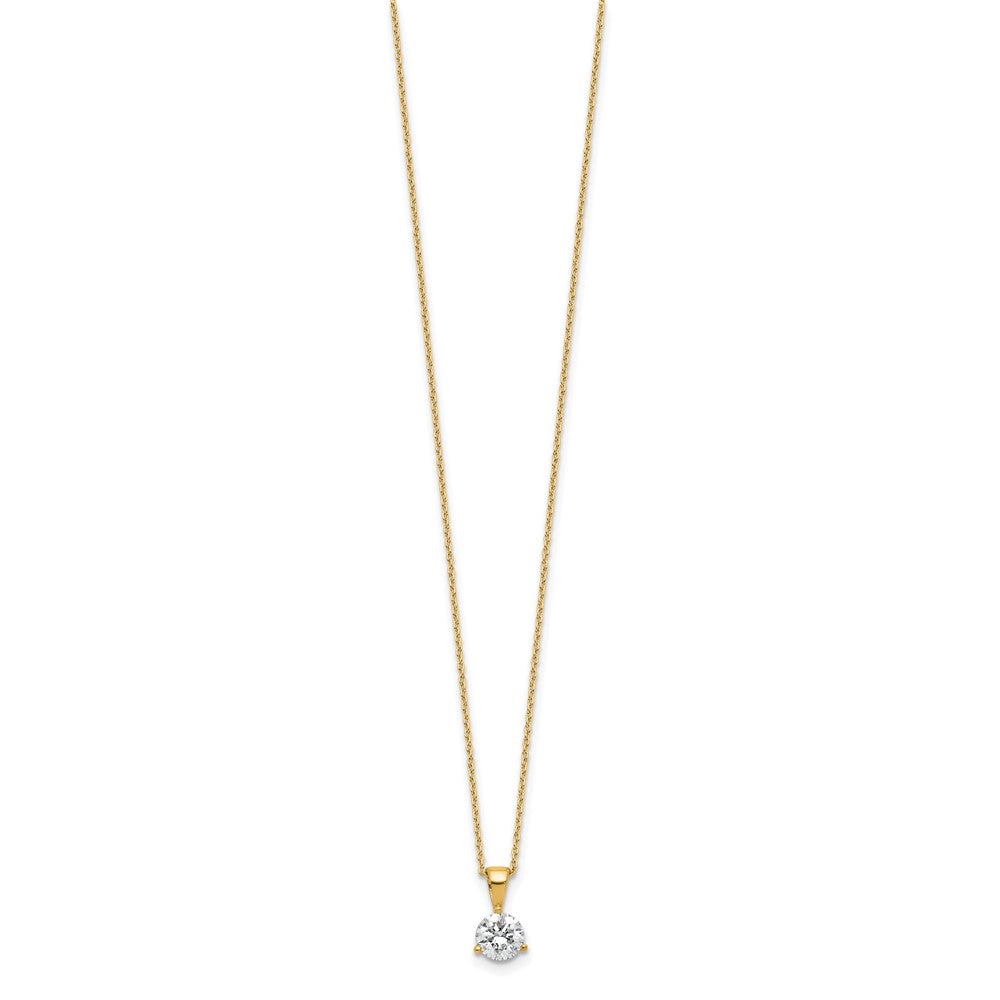 14k 7/8 carat Lab Grown Diamond VS/SI+ G+ Three Prong 18 inch Complete Solitaire Pendant Necklace