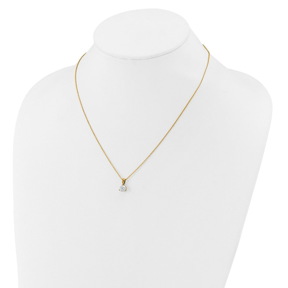 14k 7/8 carat Lab Grown Diamond VS/SI+ G+ Three Prong 18 inch Complete Solitaire Pendant Necklace