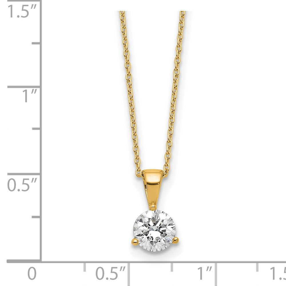 14k 7/8 carat Lab Grown Diamond VS/SI+ G+ Three Prong 18 inch Complete Solitaire Pendant Necklace