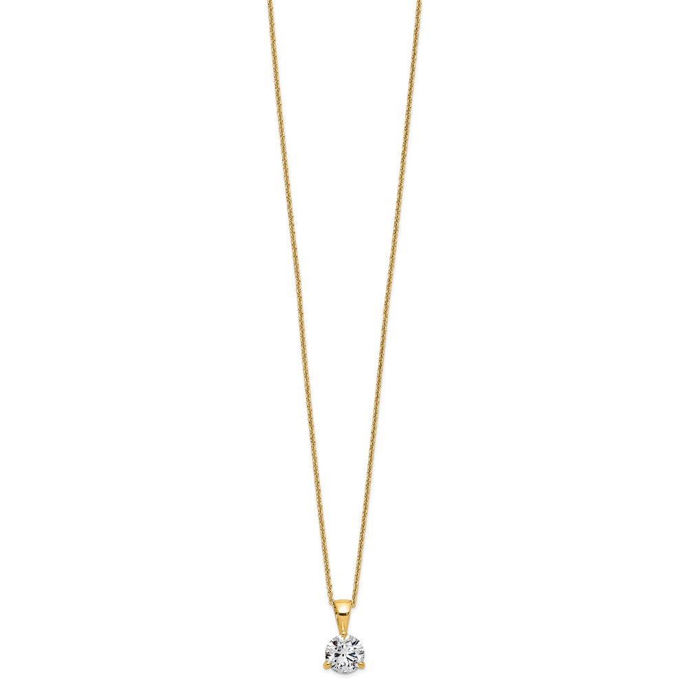 14k 1 carat Lab Grown Diamond VS/SI+ G+ Three Prong 18 inch Complete Solitaire Pendant Necklace