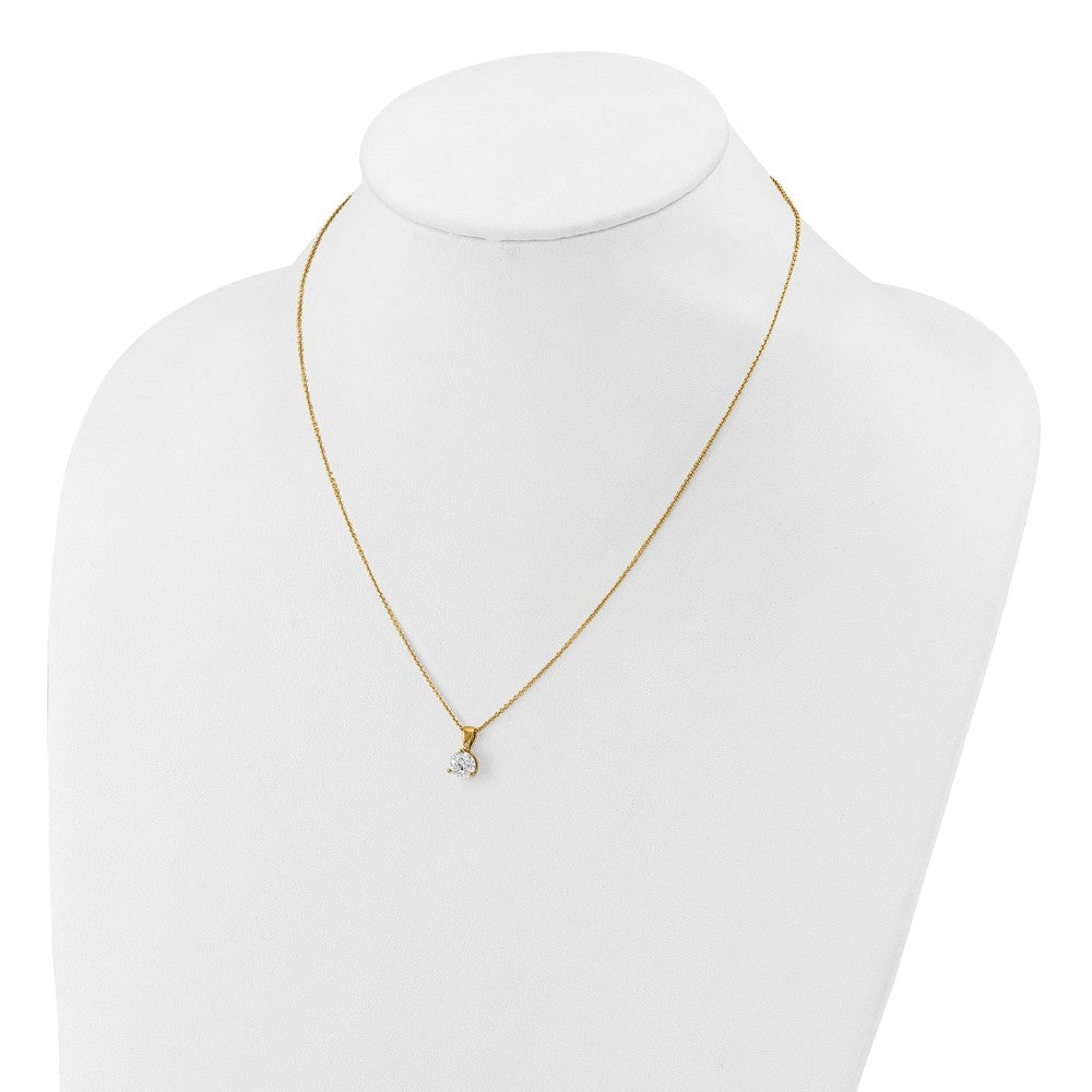 14k 1 carat Lab Grown Diamond VS/SI+ G+ Three Prong 18 inch Complete Solitaire Pendant Necklace