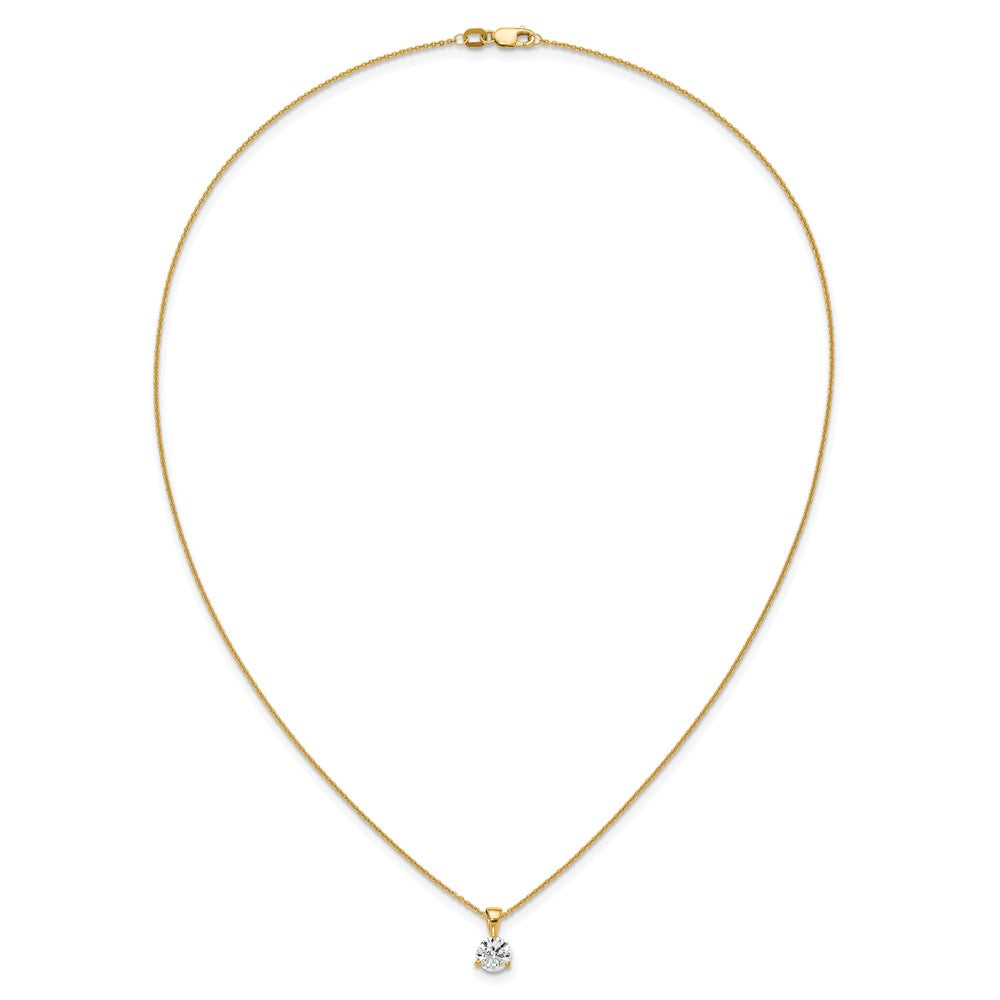 14k 1 carat Lab Grown Diamond VS/SI+ G+ Three Prong 18 inch Complete Solitaire Pendant Necklace