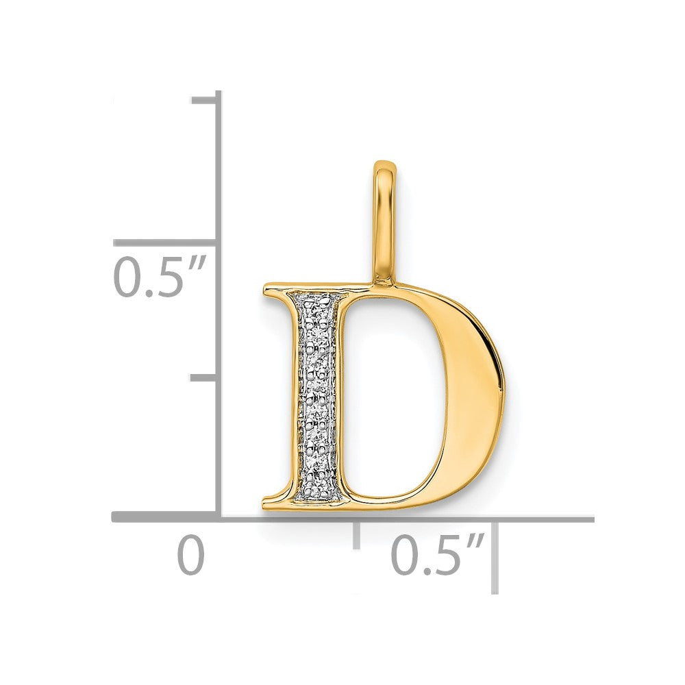 10K Diamond Letter D Initial Pendant