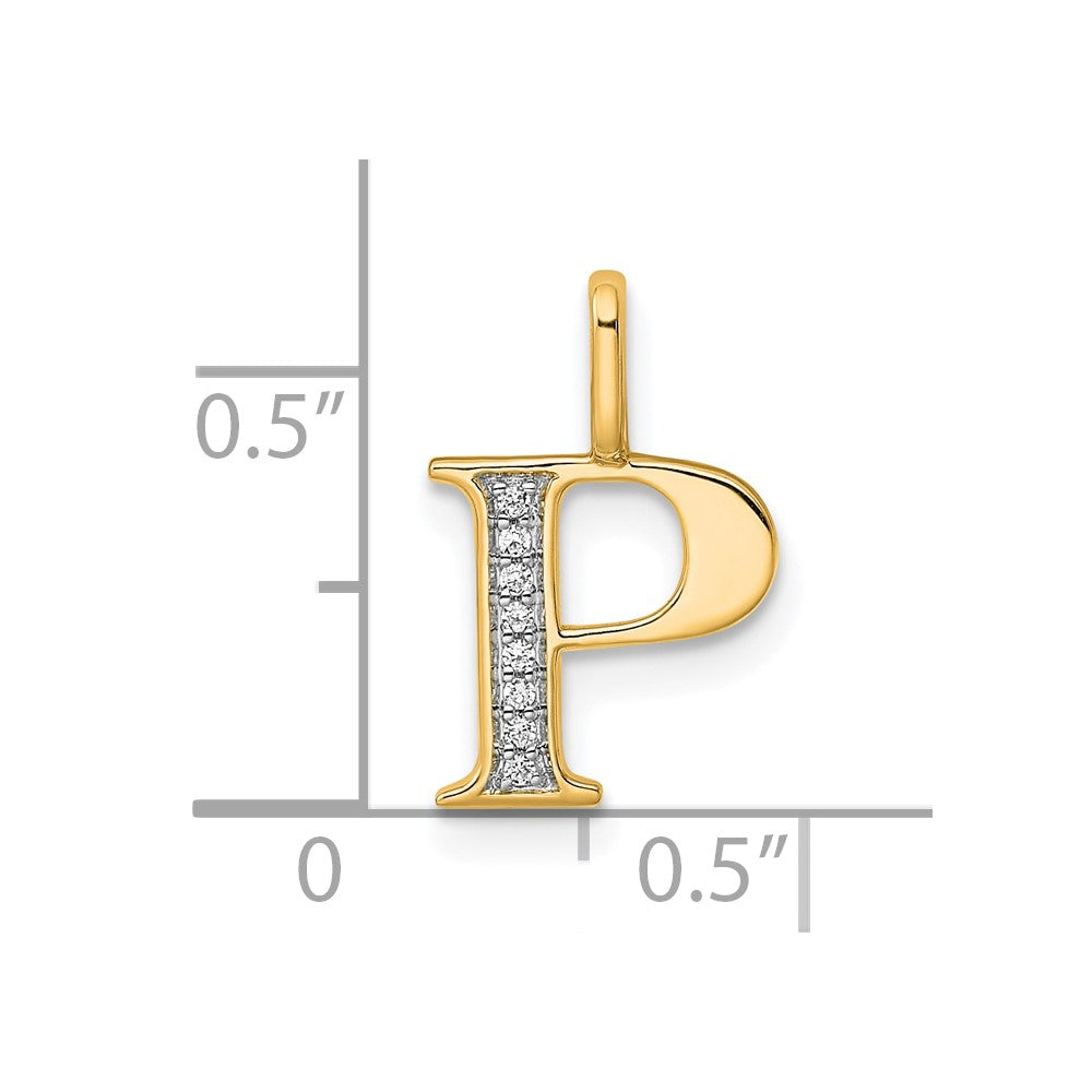 10K Diamond Letter P Initial Pendant