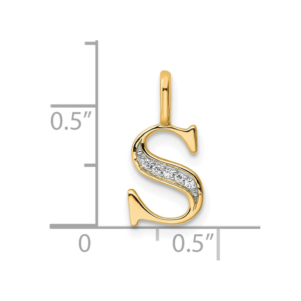 10K Diamond Letter S Initial Pendant
