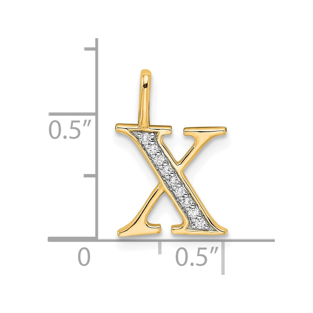 10K Diamond Letter X Initial Pendant
