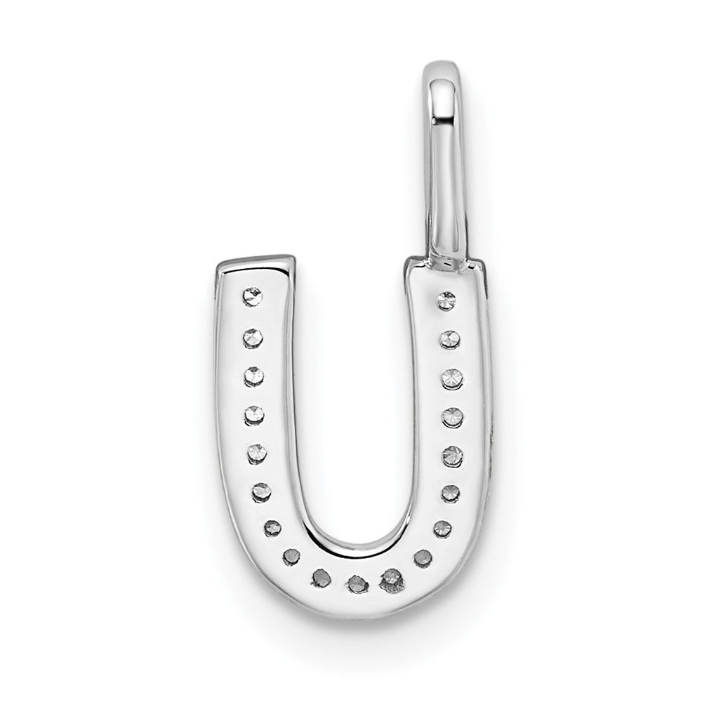 14K White Gold Diamond Letter U Initial Pendant