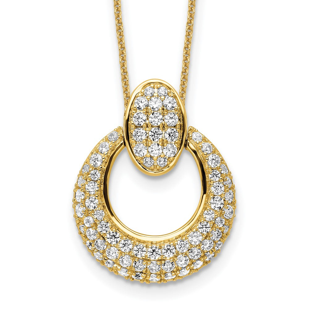 True Origin 14K Yellow Gold 1 1/6 carat Lab Grown Diamond VS+ F+ 18 in Complete Circle Pendant Necklace