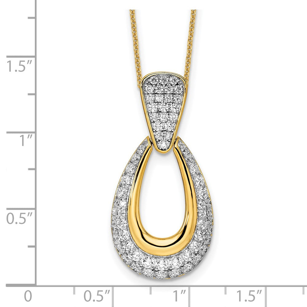 True Origin 14K Yellow Gold 1 1/3 carat Lab Grown Diamond VS+ F+ 18 in Complete Teardrop Necklace