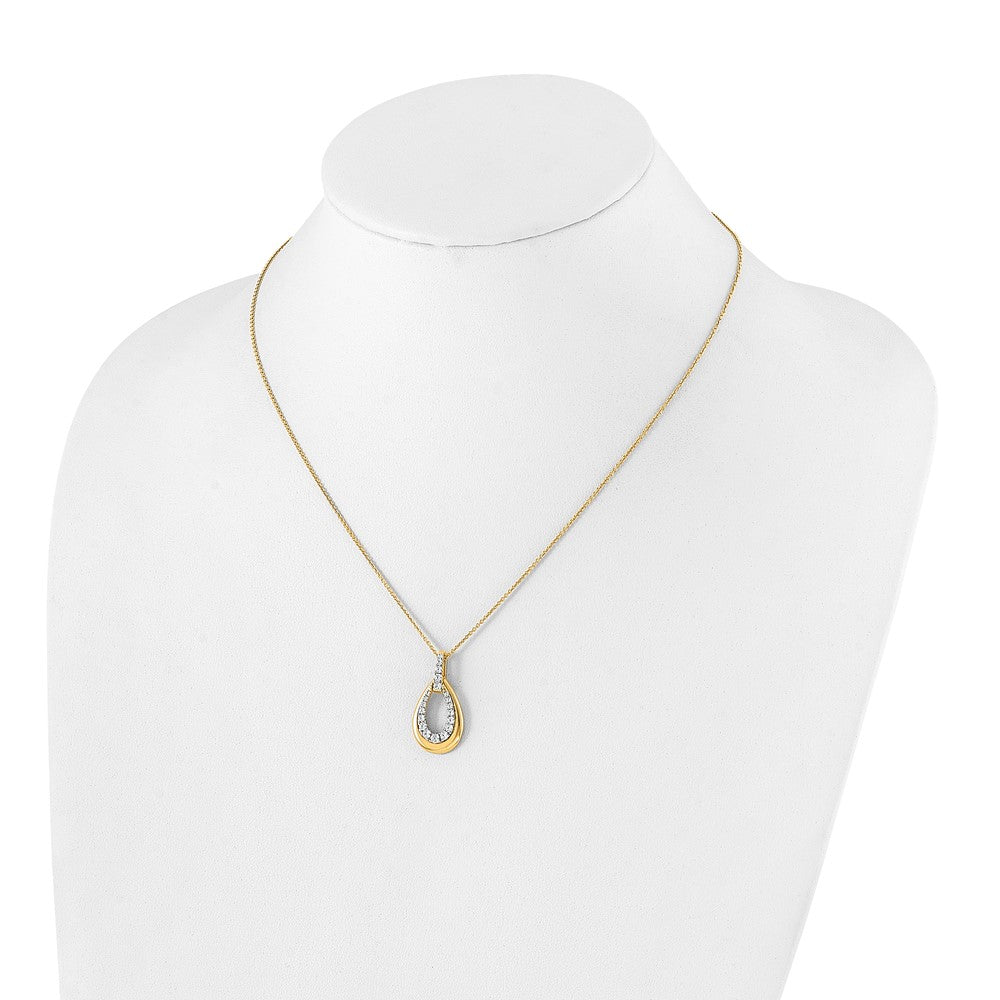 True Origin 14K Two Tone Yellow and White Gold 5/8 carat Lab Grown Diamond VS+ F+ 18 in Complete Teardrop Necklace