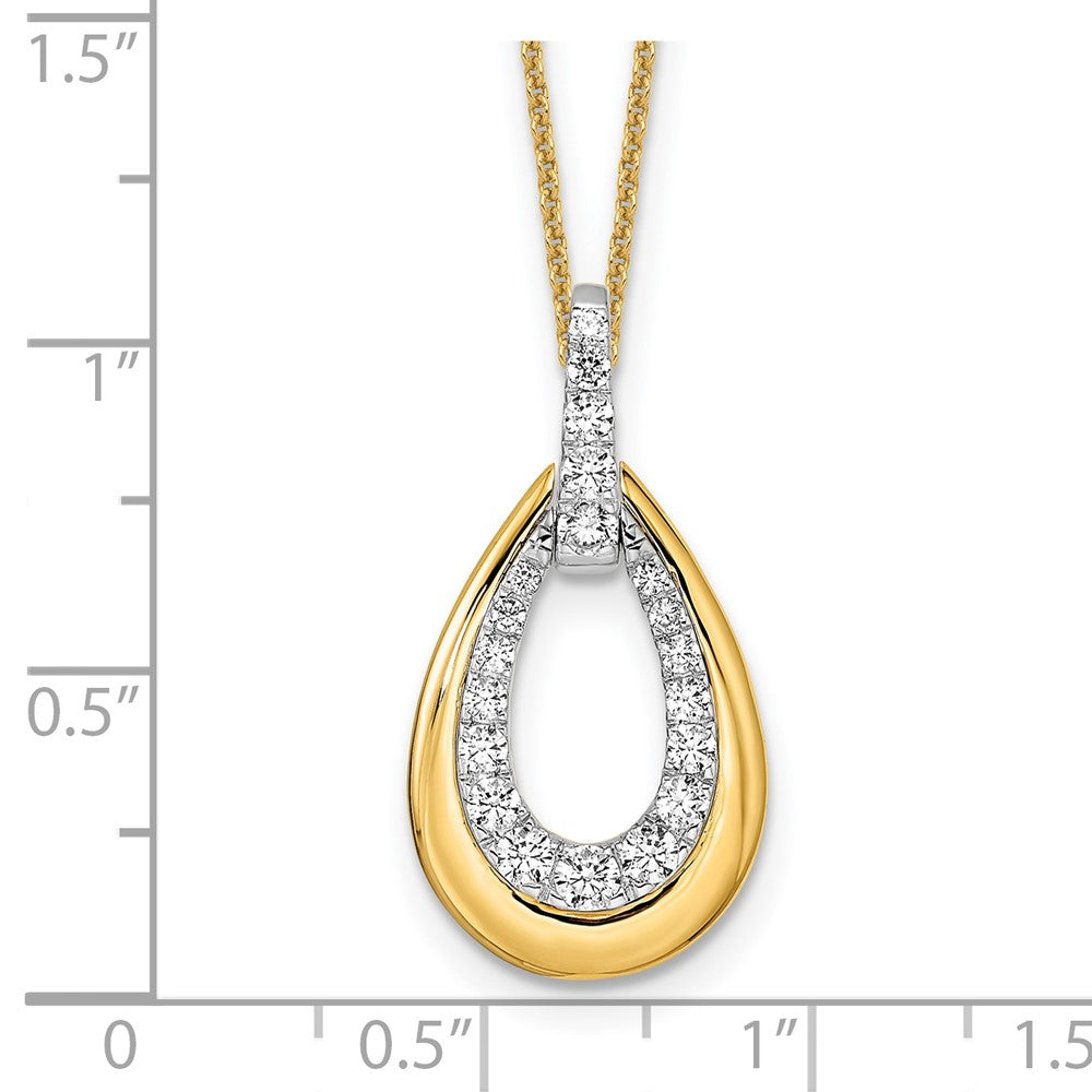 True Origin 14K Two Tone Yellow and White Gold 5/8 carat Lab Grown Diamond VS+ F+ 18 in Complete Teardrop Necklace