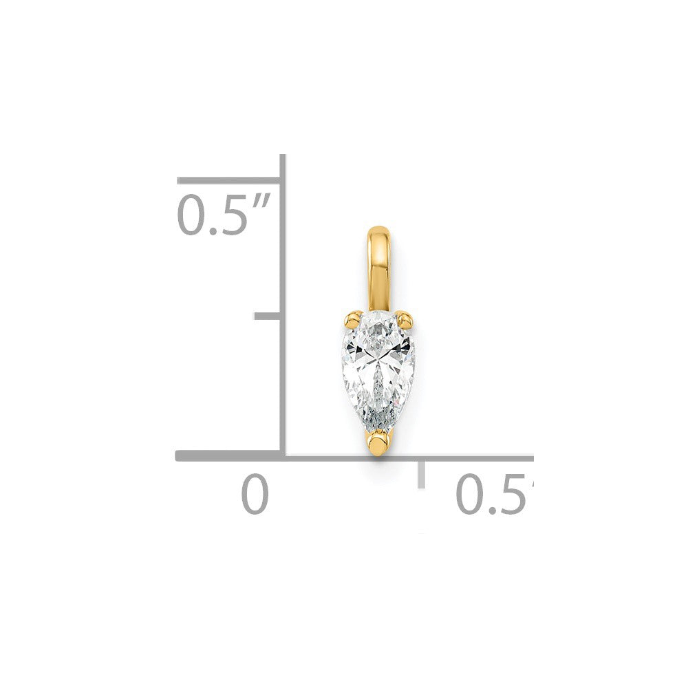 14K Lab Grown Diamond VS/SI+ G+ 5.85x3.0mm Pear Solitaire Pendant